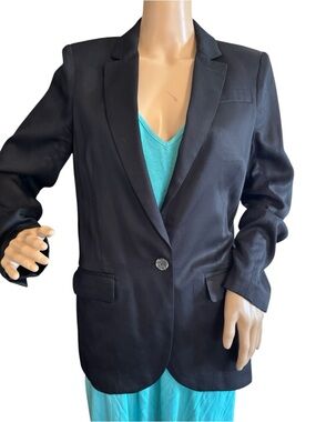 J. Crew Alfie Notch Lapel Blazer Size 6 Single Button Front 100% Lyocell Black